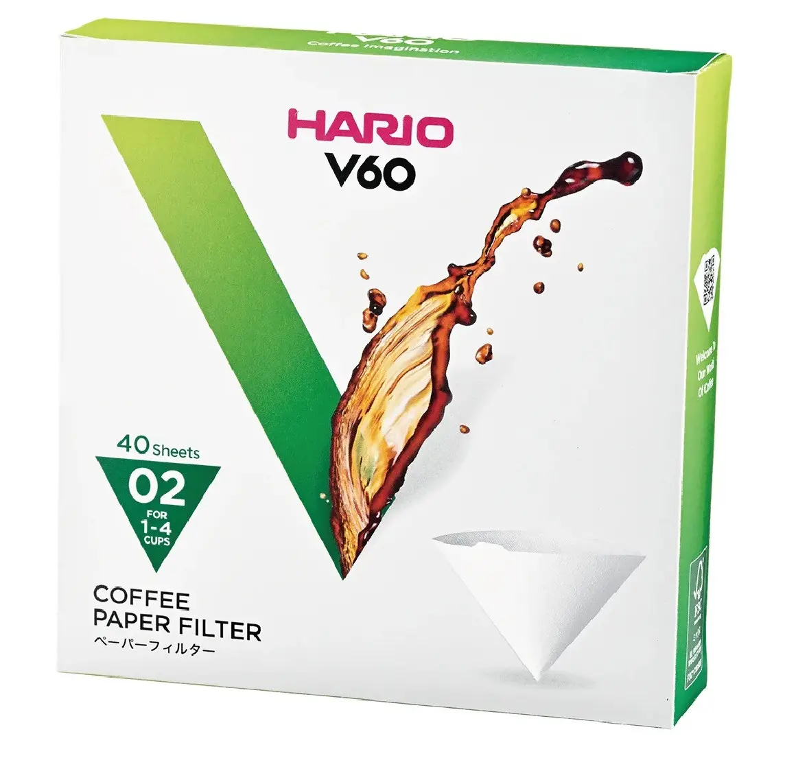 Паперові білі фільтри V60 для пуровера 02 Hario, 40 шт